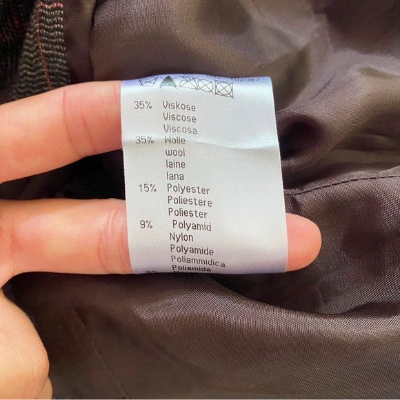 🍂 BETTY BARCLAY GREY RED PLAID WOOL BLEND BLAZER JACKET! - Picture 14 of 15